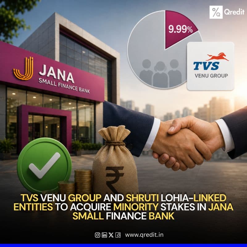 ⤷ Jana Small Finance Bank has approved investments from entities linked to TVS Venu Group and Shruti Lohia.