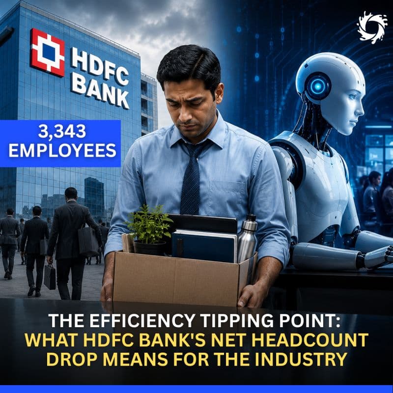 For the first time in its history, HDFC Bank has shrunk its total workforce. It is a historic tipping point for the Indian services sector.